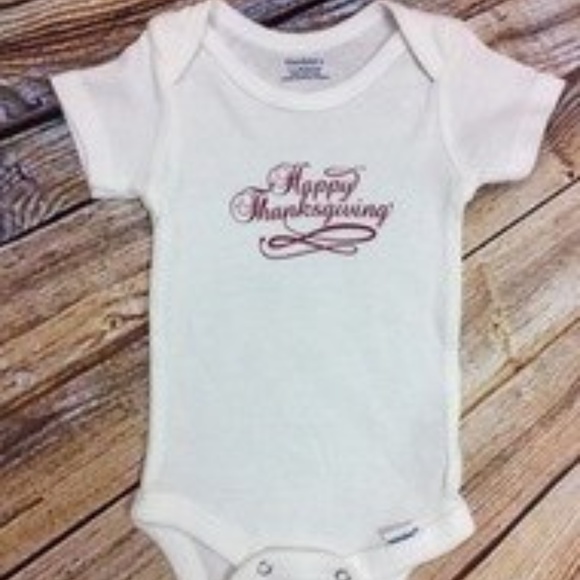 NEW Handmade Girl's Happy Thanksgiving Onesie - Picture 1 of 1
